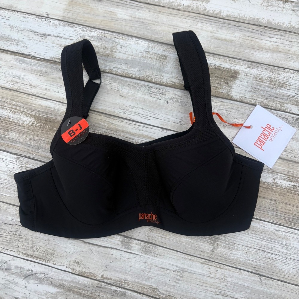 Panache Sport Power Wired Sports Bra 34B Black High Impact 5021 NEW Athletic Gym